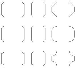 かっこ付き線素材12点セット（角・丸・飾り）