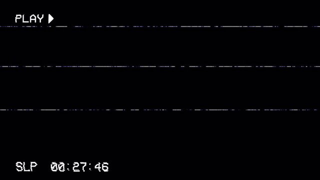 Distorted Signal Glitch Effect VHS Play Overlay. Vintage Static Lines and Retro Camcorder Interface Noise Loop 4k video animation seamless loop