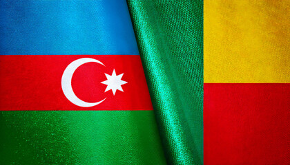 アゼルバイジャンの国旗とベナンの国旗(Azerbaijan flag & Benin flag.)
