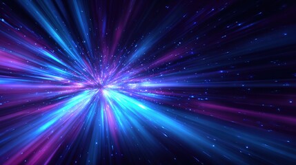 Naklejka premium Abstract Hyperdrive Speed Motion Background with Light Rays and Streaks of Neon Colors