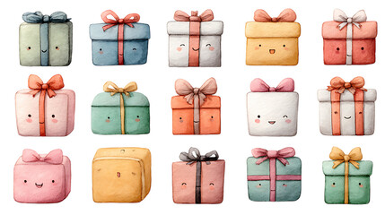set of gift boxes on white background