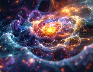 Abstract, vibrant fractal art with flowing, luminous structures