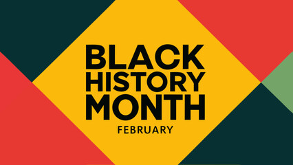 Obraz premium Vibrant black history month february celebration graphic with colorful geometric shapes and bold text