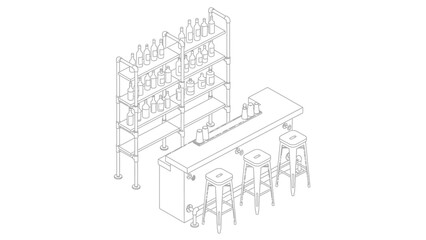 Obraz premium 3D office space layout with furniture and equipment.