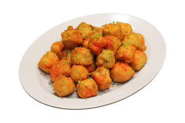 Crispy Fried Tofu Balls with Spicy Sauce