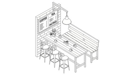 Obraz premium 3D office space layout with furniture and equipment.