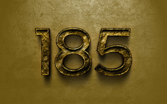 3D dark golden number design of 185 on cracked golden background.