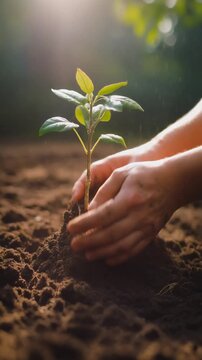 Hands Planting Tree for Sustainable Future