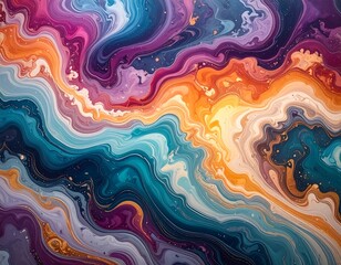 Fototapeta premium Abstract swirling colors resembling marble, cosmic energy flow