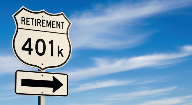 Retirement Planning Guidepost: 401k Strategy for Financial Security and Future Success Against a Clear Blue Sky