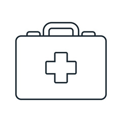 Medical first aid kit line art outline icon vector
