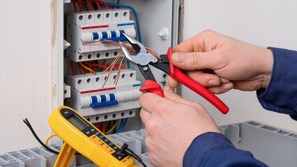 electrician repairing electrical panel