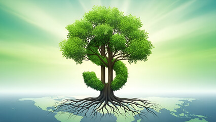 Money Tree Growing From Earth Symbolizing Financial Growth and Prosperity