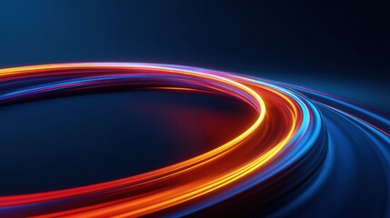 Dynamic Light Trails Abstract Background: Orange and Blue Glowing Swirls for Modern Technology Concepts