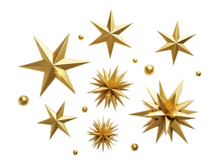 Fototapeta premium Golden stars and ornaments on white background