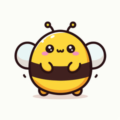 Adorable Chubby Cartoon Bee with Big Eyes and Tiny Wings.