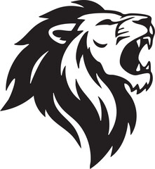 Roaring Lion Side View Silhouette Vector in Bold Flat Black Design
