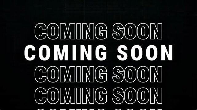 4k motion animated text coming soon typography design, font bebasneue, black background  