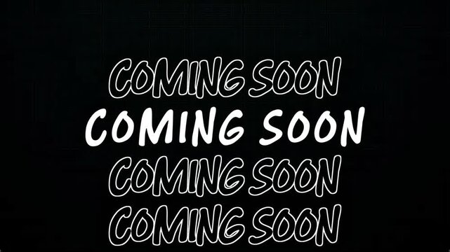 animated text coming soon typography design, font railway, black background 4k motion animation