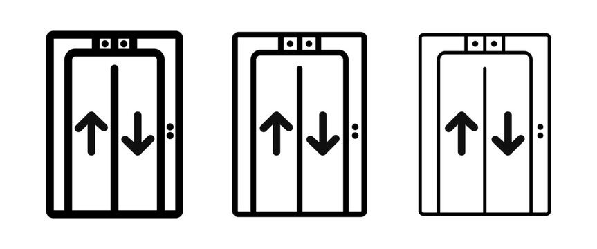 Elevator lift icon featuring an outline stroke with different thickness levels. Vector illustration