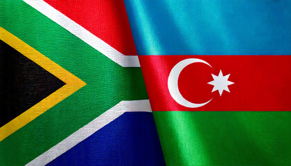 Fototapeta premium アゼルバイジャンの国旗と南アフリカの国旗(Azerbaijan flag & South Africa flag.) 