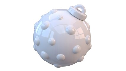 White ceramic Christmas ornament with textured surface and glossy finish