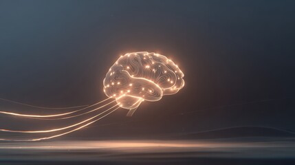 clean minimalistic animation scene, glowing brain diagram with dopamine points lighting up, smooth neon lines, soft ambient light, scientific gentle