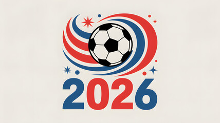 Clean graphic design for 2026 world soccer competition announcement poster