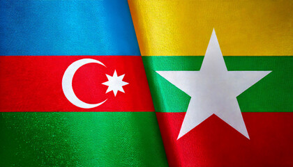 アゼルバイジャンの国旗とミャンマーの国旗(Azerbaijan flag & Myanmar flag.)
