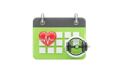 Fitness Calendar with Heart and Dumbbell: Health and Workout Schedule