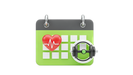 Fitness Calendar with Heart and Dumbbell: Health and Workout Schedule
