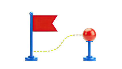 Flag and Pin Connecting Path - Goal Achievement Concept