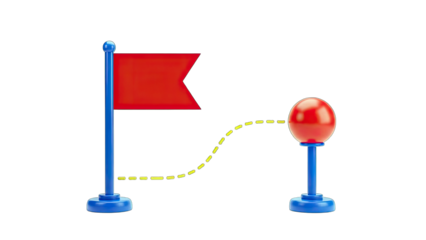 Flag and Pin Connecting Path - Goal Achievement Concept