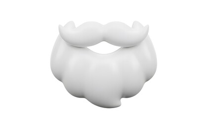 3D Render of White Cartoon Beard and Mustache on White Background