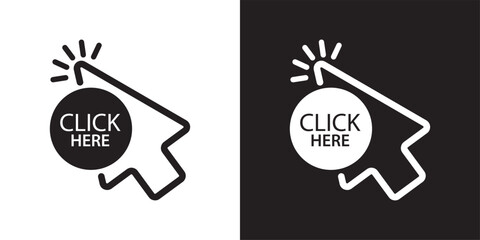 click here sign on white background