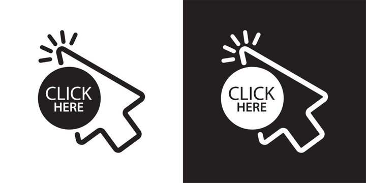 click here sign on white background