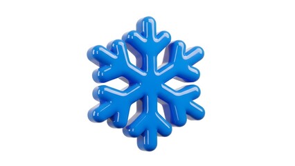 Blue 3D snowflake icon isolated on white background