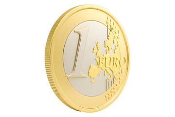 One euro coin, perfect for currency, isolated on a white background