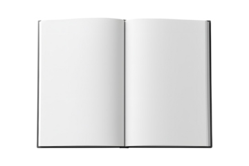 Open book with blank white pages, isolated on a white background