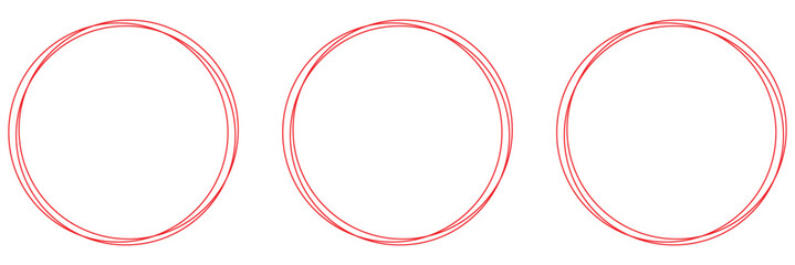 Red hand drawn circle set