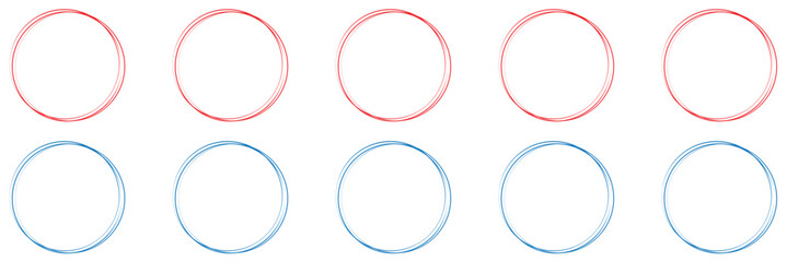 Hand drawn circle line sketch set. Circular vector image. Vector brush strokes circles of paint on white background, doodle round circles for message note mark. Vector illustration