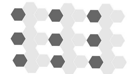 Geometric Hexagon Grid Pattern in Gray Tones for Modern Abstract Design and Decor and minimalist visual interest Hexagons with Soft Depth and Outline white background.