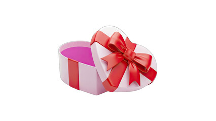Heart-Shaped Gift Box with Red Bow: Romantic Present Concept