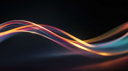 Vibrant multicolor neon light waves on dark background for dynamic New Year party design