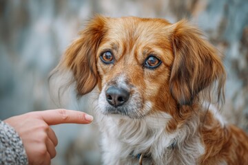 Obraz premium Sad Dog and Woman: Emotional Connection