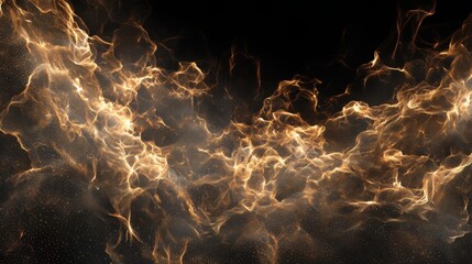 Intricate mesh of glowing gold threads forming a luminous nebula cloud, dramatic depth, premium futuristic elegance, volumetric lighting