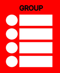 Obraz premium Red and White Group List Interface Design for Mobile App and Web UI Navigation Menu