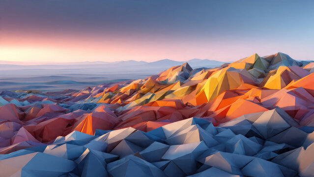 Low Poly Abstract Landscape Illustration