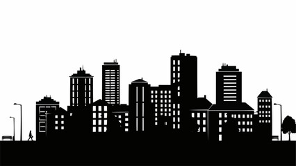 Obraz premium Cityscape Silhouette of Modern Buildings and Architecture.