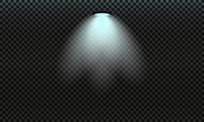 Blue Spotlight Casting Soft Beam On Dark Background For Studio Lighting.